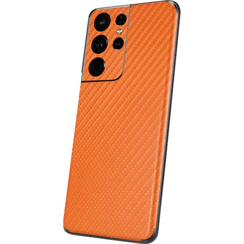 Orange Carbon Fiber Specialty Material Galaxy S21 Ultra 5G Skin